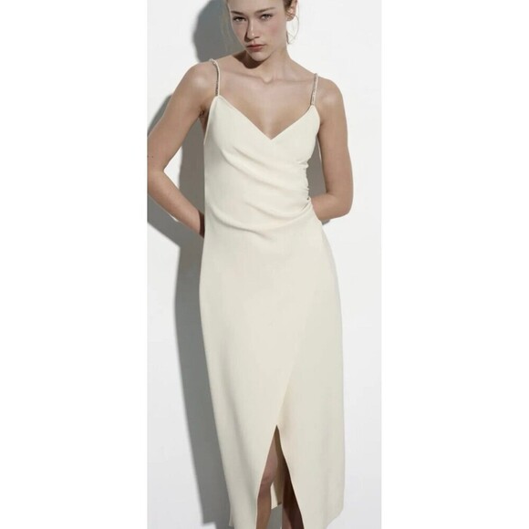 NWT Zara Sparkly Rhinestone Strap Slip Dress M - Picture 2 of 11